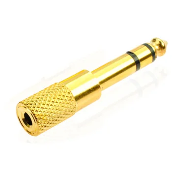 Audio jack converter adapter stereo jack stik for 6,5 mm male 3,5 mm Female elektriske guitarer headset mikrofon (golden)