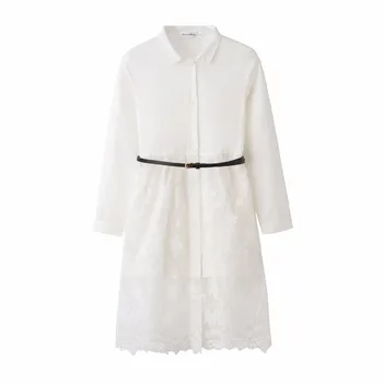 AuroraBaby Lidt Store Piger Dress Solid White Lace Kjoler Til 3-18Y Piger Tøj Børn Bomuld Boheme-Mid-calf-Stranden Fuld