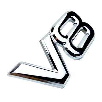 Auto Metal Legering 3D-V8 Logo Motor Forskydning Kuffert Bag Bilen Badge Decal Chrome V8 Side Wing Logo Klistermærke Bil Styling