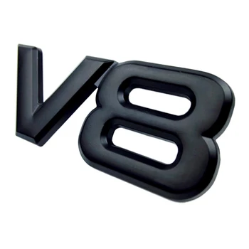 Auto Metal Legering 3D-V8 Logo Motor Forskydning Kuffert Bag Bilen Badge Decal Chrome V8 Side Wing Logo Klistermærke Bil Styling