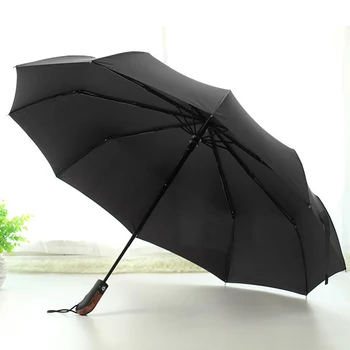 Automatisk Mandlige Paraply Regn Kvinder Anti UV-Parasol Vindtæt Kinesiske Mænd Folde Bil Træ Parasoller Paraguas Guarda Chuva