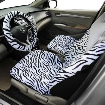 AUTOYOUTH Kort Overdådigt Luksus Zebra sædebetræk Universal-Passer til de Fleste autostole Rattet Dække Shoulder Pad Hvide sædebetræk