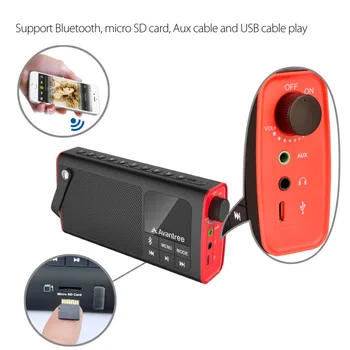 Avantree Bærbare Højttaler 3-i-1 Bluetooth, FM-Radio på SD-Kort Afspiller Udendørs Indendørs Ét Klik Indlæg Udskiftelig Batteri-SP850