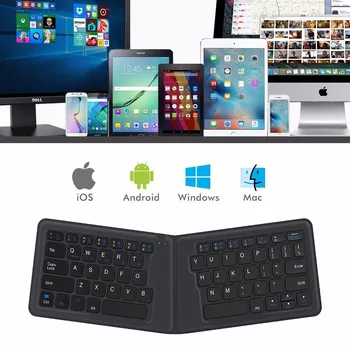 [AVATTO] A20 Lomme Læder Folde Mini Bluetooth Tastatur Sammenklappelig Trådløse Tastatur til ipad,iphone, android-telefon,Tablet,ipad,PC