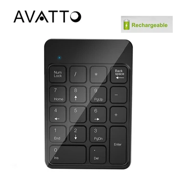 [AVATTO] Genopladelige 2,4 G Wireless USB-Numeriske Tastatur Numpad Nummer 18 taster Pad Chokolade-Tastatur til Bærbar Desktop PC