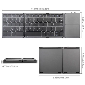 [AVATTO] Original Protable Bluetooth Folde Tastatur Sammenklappelig BT Wireless Touchpad Tastaturet Til IOS/Android/Windows ipad Tablet