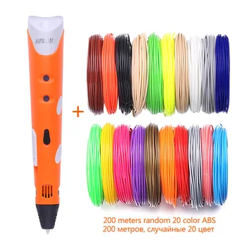 Aveibee 3D-Pen 3-D Printer Tegning Magic tryk på Kuglepenne Med 100M 10 Farve Eller 200 Meter, 20 Farver, Plast ABS Filamenter
