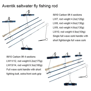 Aventik IM10 9ft LW7-14 Saltvand Flyve fiskestænger Hurtig Handling Lette Vægt Pac Bay Komponenter Steelhead Laks Lystfiskere Fisk Stang