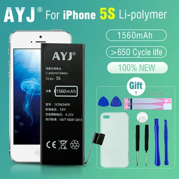 AYJ 1Piece Helt Nye AAAAA Kvalitet Telefonens Batteri til iPhone 5S 5C Høj Reelle Kapacitet 1560mah Nul Cyklus Gratis Værktøj Sticker-Kit