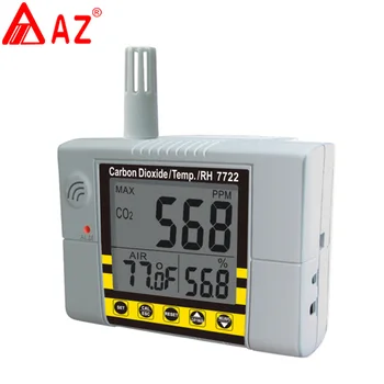 AZ7722 CO2-gas detektor med temperatur og luftfugtighed test med Alarm output driver indbygget relæ for kontrol af ventilationsanlæg
