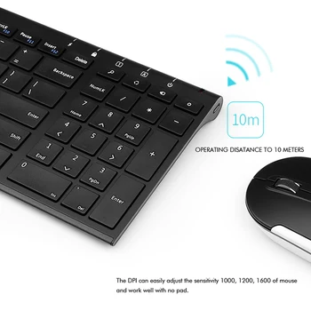 B. O. W Slank Metal Mms-Optiske Trådløse Tastatur og Moue (Silent Design) 2-i-1 Combos for Bærbare computere, Stationære PC