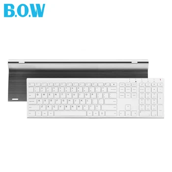 B. O. W Super Tynd Metal trådløse Slanke tastatur er Genopladelige,Ergonomisk Design & Silent tastatur i Fuld størrelse til Desktop-PC