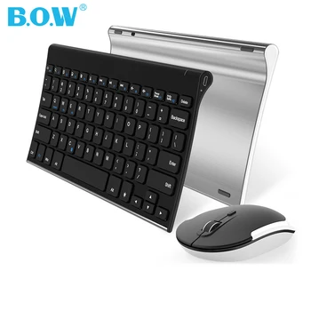 B. O. W Trådløst Tastatur og Mus Combo,musestille 2,4 G Metal Ultra-Slanke Bærbare Trådløse Tastatur til Desktop Computer