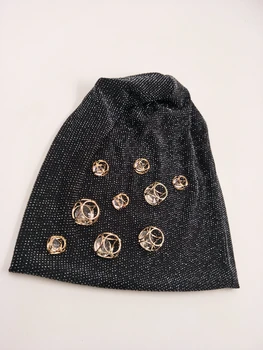 B17948 2017 nye mode shimmer crystal piger skuulcap fascinators metallisk cube blingbling kvinder beanie hatte til kvinder