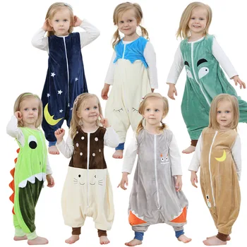 Baby Drenge Piger Nattøj Klæder Efteråret Børn Ærmeløs Rompers Flannel Dyre Jumpsuits Pyjamas Et Stykke Tæppe Sveller
