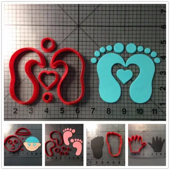 Baby Fødder Og Hånd-Serie Fondant Cupcake Top skræddersyet 3D Printet Cookie Cutter Sæt