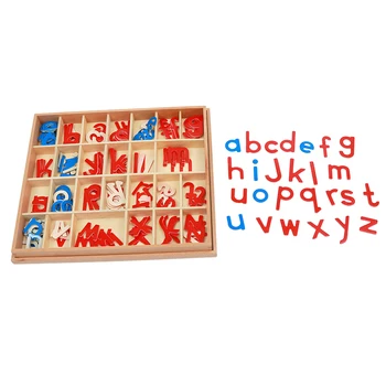 Baby Legetøj Montessori Træ Små Bevægelige Alfabet Rød & Blå med Max Børnehaven Barnets Tidlige Brinquedos Juguetes