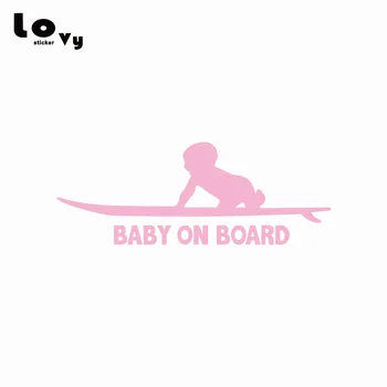 Baby Om Bord Advarselsskilt Vinyl Bil Mærkat Søde Baby Surfing Bil Decal