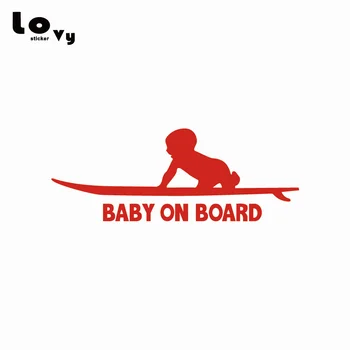 Baby Om Bord Advarselsskilt Vinyl Bil Mærkat Søde Baby Surfing Bil Decal