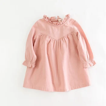 Baby pige langærmet kjole børn forår bomuld kjole i vintage-Løs shirt kjoler kvalitet kids bluse efteråret tøj