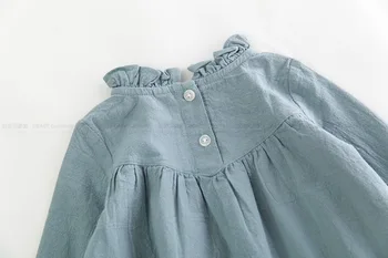 Baby pige langærmet kjole børn forår bomuld kjole i vintage-Løs shirt kjoler kvalitet kids bluse efteråret tøj