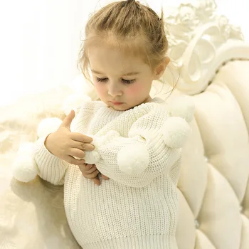 Baby Pige Sweater Jakker Spædbarn Bomuld Tøj Cashmere Dejlige Uld Bolden Jakke Toppe Børn Sweater Prinsesse Elegant Tøj Pels