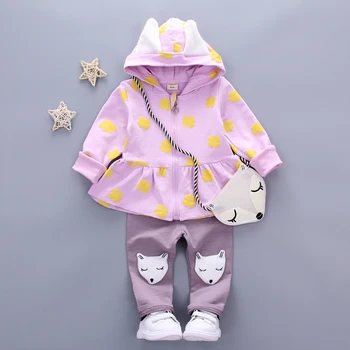 Baby Pige Tøj Barn Børns Sæt 2018 Mode Blomst Print Søde Ræv Bag Piger, Tøj Piger, Tøj Kids Sæt