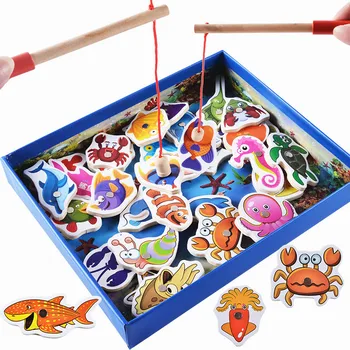 Baby Pædagogisk Legetøj 32Pcs Fisk, Træ-Magnetiske Fiskeri Toy Sæt Fisk Spil Uddannelsesmæssige Fiskeri Toy Barn Fødselsdags/Julegave