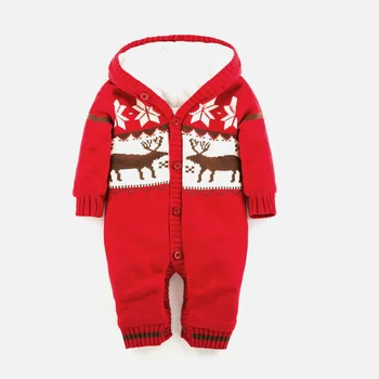Baby Rompers hjorte Drenge piger buksedragt Romper Strikket Tøj til nyfødte sweater jul baby vinter flyverdragt Hætteklædte Outwear HH