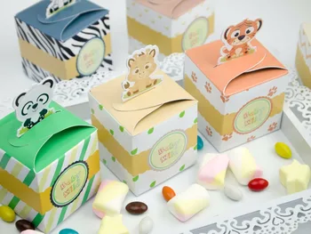 Baby Shower Favoriserer Safari Dyr Vilde Jungle Fordel Max Candy Box 24PCS/pack Souvenir-Dreng/Pige Børn Event & Part Forsyninger