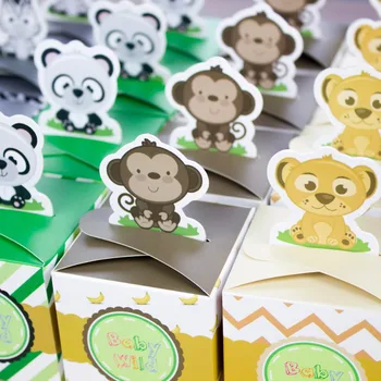 Baby Shower Favoriserer Safari Dyr Vilde Jungle Fordel Max Candy Box 24PCS/pack Souvenir-Dreng/Pige Børn Event & Part Forsyninger