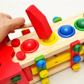Baby træ legetøj værktøjer børn af bil Adskille Tabel spil at Lære Pædagogiske Banke på bolden Skrue montering have spillet