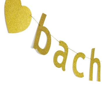 Bachelorette Guld Glitter Letter-Bannerpapir med Funklende Hjerter Foto Rekvisitter Baggrund for Bachelorette Brude Brusebad Part Forsyninger