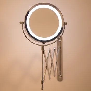 Badekar Spejl Led makeup-Spejl 1X/3X Forstørrelse vægmonteret Justerbar Makeup-Spejl, Dobbelt Arm Udvide 2-Face Badeværelse Spejl