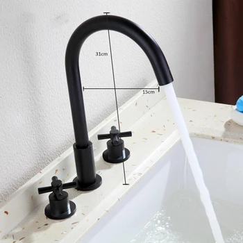 Badeværelse bruser faucet dæk monteret armatur Tryk dobbelt håndtag Håndvaskarmatur Varmt Og Koldt Vand, Vask Vandhane MJ02813H