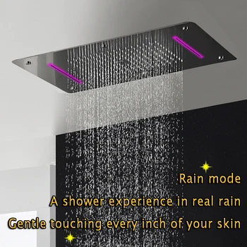 Badeværelse Bruser Sæt med LED brusehoved Loft Termostatisk Skjult Panel Luksus Badekar med Bruser Vandfald Boble Tåge HF5422