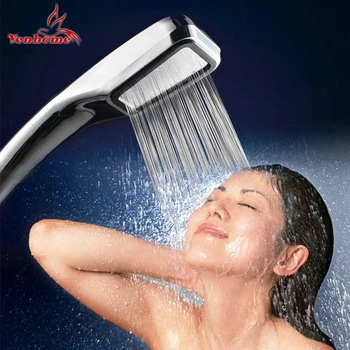 Badeværelse håndbruser 30% vandbesparende 300% Pres Øge 300 Huller Kvalitet ABS Krom brusehoved med Holder Og Slange Ét Sæt