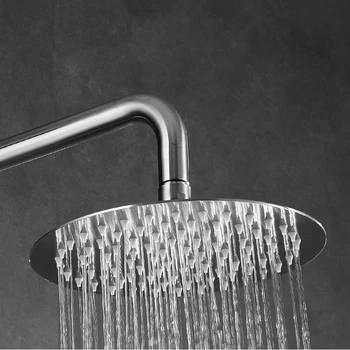Badeværelse justerbar vægmonteret bruser sæt 304 rustfrit stål børstet badekar med bruser armatur 8 tommer regn bad system