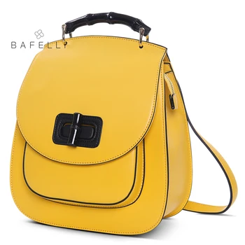 BAFELLI dame rygsæk Citron gul læder, rygsække rejse taske mochilas mujer 2017 til teenager piger rygsække kvinder taske