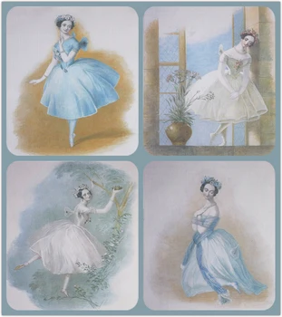 Ballet Prinsesse Hånd farvet 4PCSX20CM Diverse Bomuld Trykt Quilt Stof Til DIY Sy Patchwork Hjem Tekstil Udsmykning