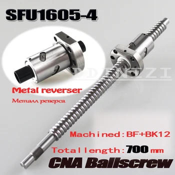BallScrew 1605 SFU1605 L=700 mm SFU1605-4 Rullede Bolden skrue med en enkelt Ballnut for CNC dele BK/BF12 standard ende bearbejdet