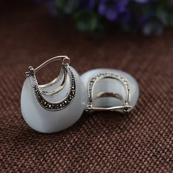 BALMORA Ægte 925 Sterling Sølv Smykker Månen Form Opal Earring for Kvinder, Kvindelige Gaver Classic Fashion Smykker MYS30235