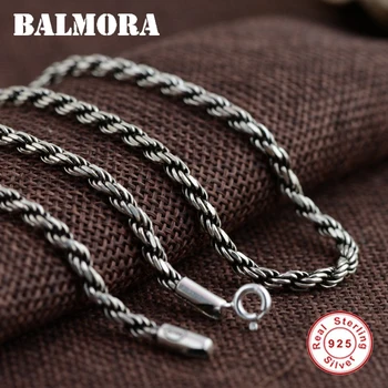 BALMORA Ægte 925 Sterling Sølv Vintage-Kæder, Halskæder til Mænd, Mandlige Smykker Tilbehør Bijoux 18-32 inches CK0056