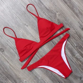 BANDEA bikini badetøj sexet solid badeshorts røde sorte kvinder badetøj 2017 lav talje bikini g-streng trusser badedragt HA017