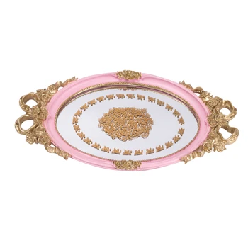 Bandeja Rokoko Prinsesse stil harpiks spejl-opbevaringen steg silkebånd, romantisk bue-knude pink Snack Dekoration, gaver, Kunsthåndværk