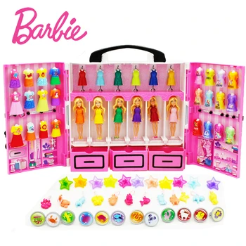 Barbie 6 dukker/Sæt Mini Fødselsdag Serie Barbies Kjole Med Tøj Amerikanske Piger Boneca brinquedos Legetøj For Børn