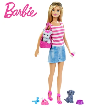 Barbie Originais Kæledyr Sæt Dukker Med Pige Dukker, Barbie-dukker, Boneca Børn Gave Brthday Gave Til Piger Brinquedo Legetøj DJR56
