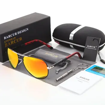 BARCUR Mænd Solbriller 2018 Helt Originale HD Polariseret Driver briller Polaroid solbriller Mandlige Pilot Brillerne