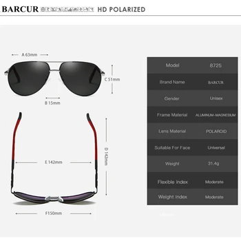 BARCUR Mænd Solbriller 2018 Helt Originale HD Polariseret Driver briller Polaroid solbriller Mandlige Pilot Brillerne