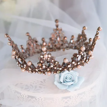 Barok Crown Bryllup Tiara Vintage Brude Hår Tilbehør, Hår Smykker Legering Tiaras Skønhed Royal Crown Brude Hår